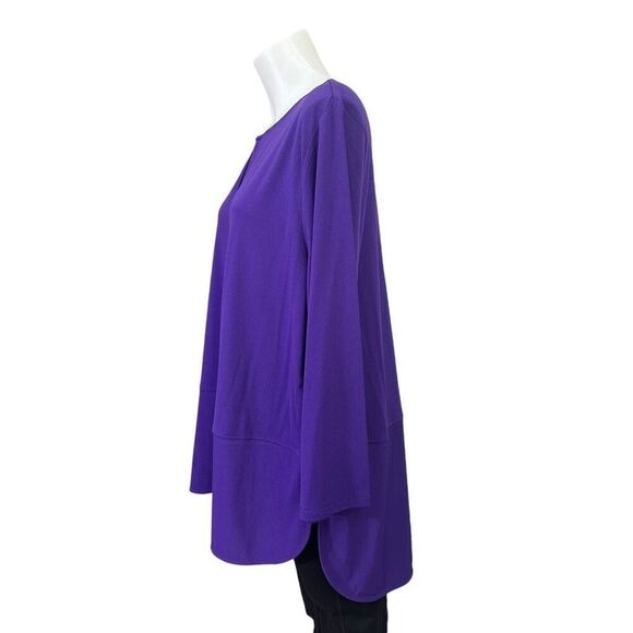 Lauren Ralph Lauren Keyhole Neck Long Sleeve Tunic Top Purple Hi Low Women's 2X‎ - Picture 3 of 7